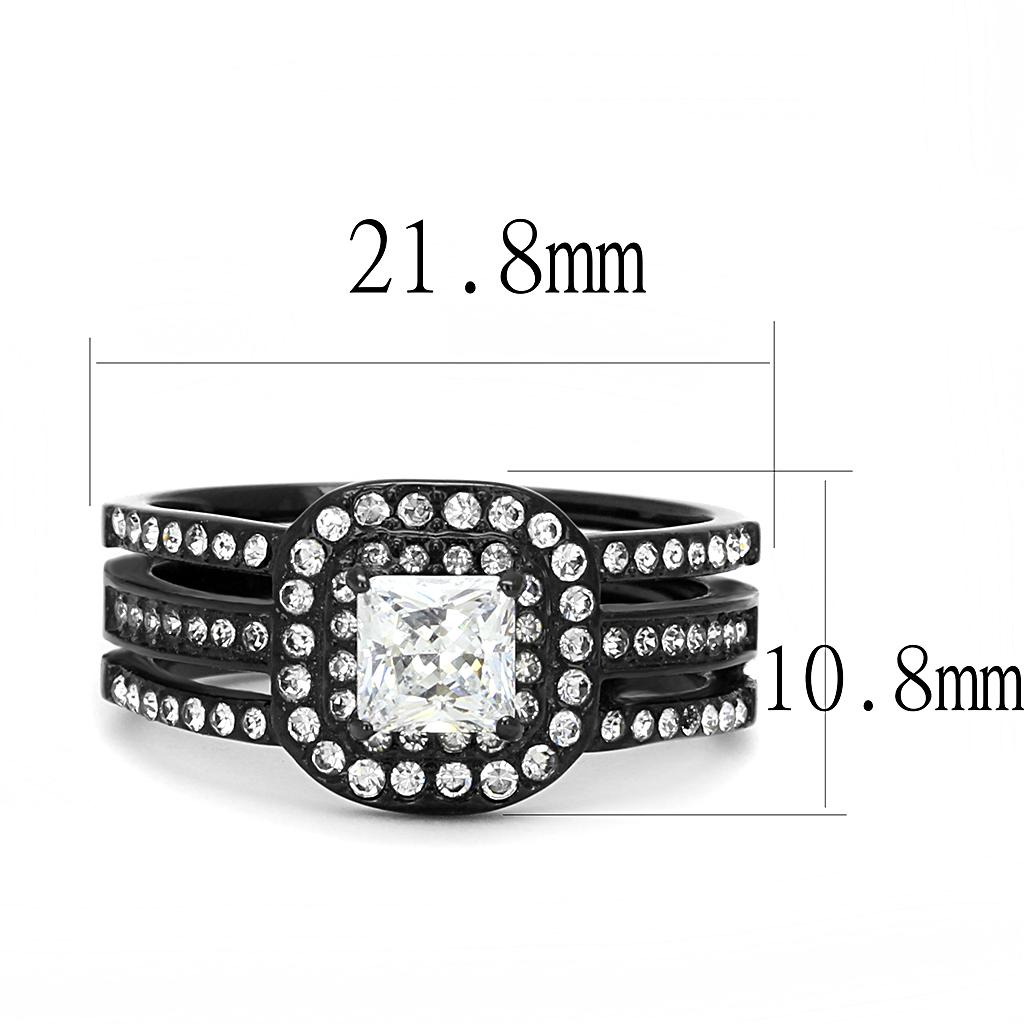 Women Stainless Steel Cubic Zirconia Ring TK3048 featuring a sleek design with IP black ion plating and sparkling cubic zirconia stones.