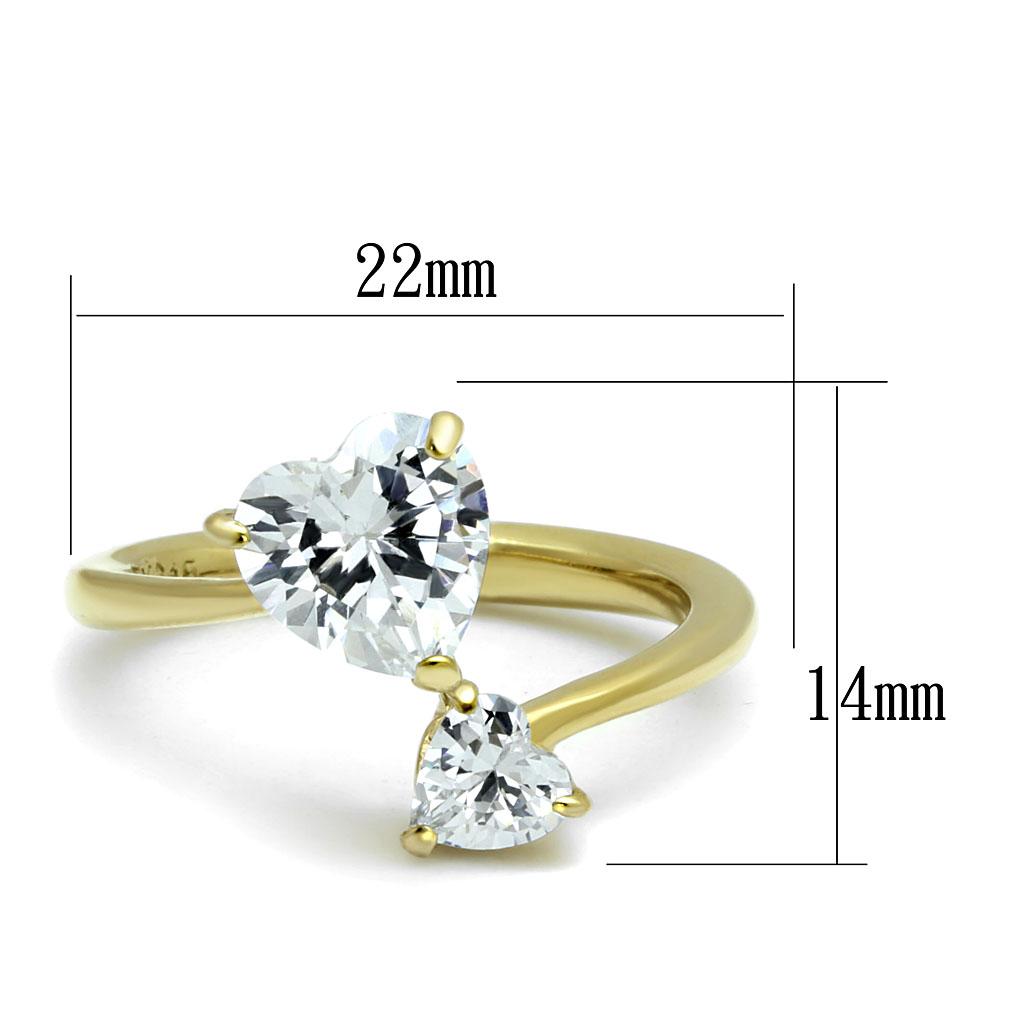 Women Stainless Steel Cubic Zirconia Ring TK3093 featuring a gold ion plated finish and clear cubic zirconia stones.