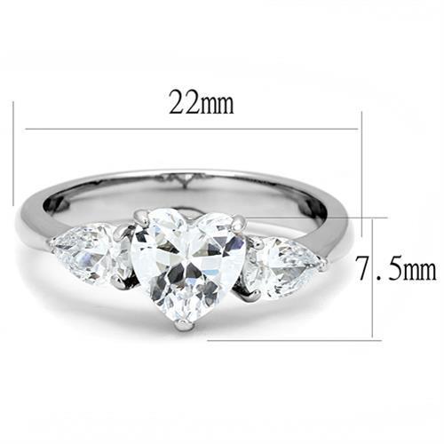 Women Stainless Steel Cubic Zirconia Ring TK3138 with clear stones and high-polished finish, showcasing elegance and durability.