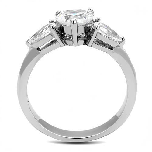 Women Stainless Steel Cubic Zirconia Ring TK3138 with clear stones and high-polished finish, showcasing elegance and durability.