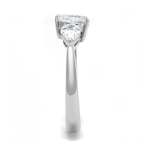 Women Stainless Steel Cubic Zirconia Ring TK3138 with clear stones and high-polished finish, showcasing elegance and durability.