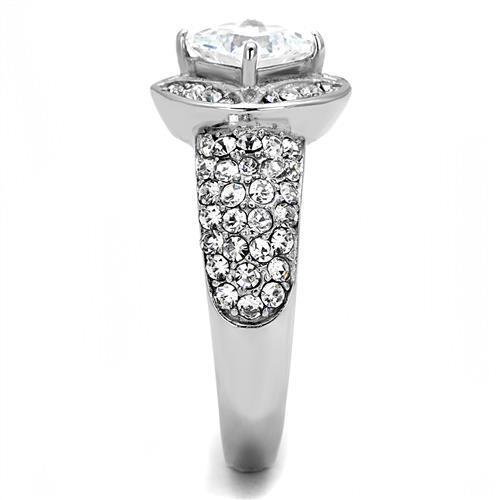Elegant Women Stainless Steel Ring with Clear Cubic Zirconia, high-polished finish, perfect for any occasion.