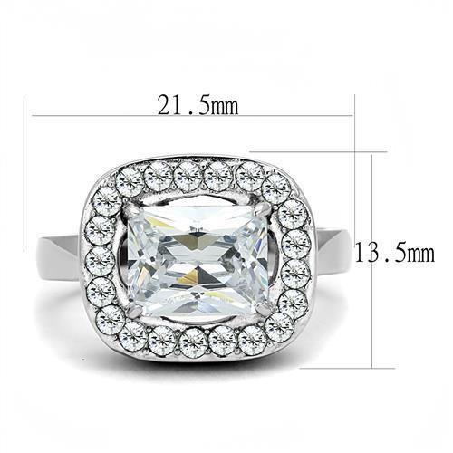 Elegant Women Stainless Steel Ring with Clear Cubic Zirconia, high-polished finish, perfect for any occasion.