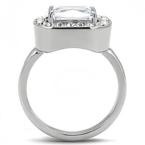 Elegant Women Stainless Steel Ring with Clear Cubic Zirconia, high-polished finish, perfect for any occasion.