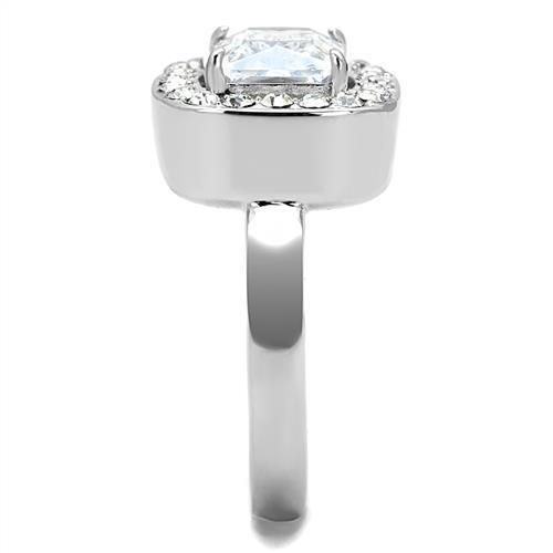 Elegant Women Stainless Steel Ring with Clear Cubic Zirconia, high-polished finish, perfect for any occasion.