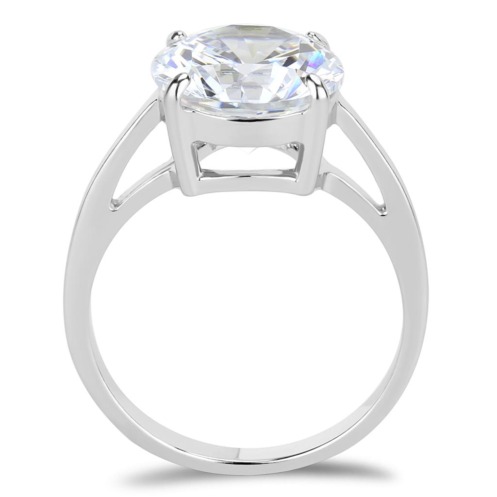 Elegant Women Stainless Steel Ring with Clear Cubic Zirconia, featuring a high-polished finish and round design.