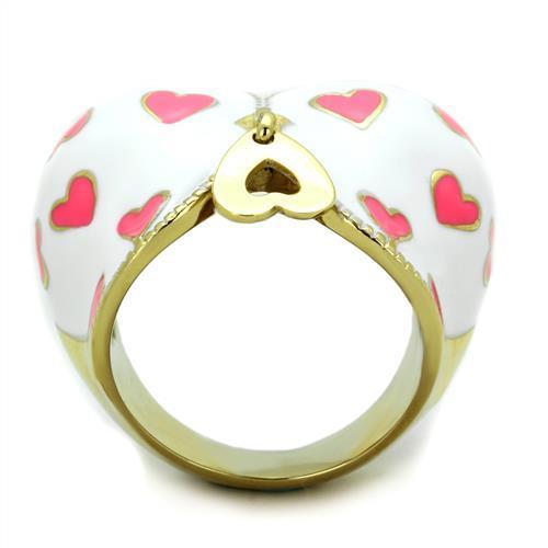Women Stainless Steel Epoxy Rings TK1622 featuring multi-color epoxy finish and IP gold plating.