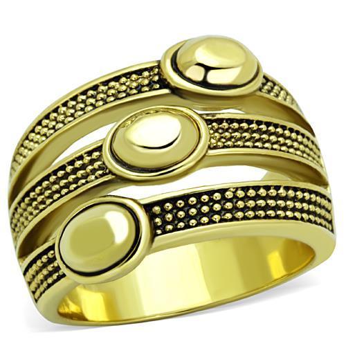 Elegant Women Stainless Steel Epoxy Ring TK1718 with IP gold ion plating and jet epoxy design.