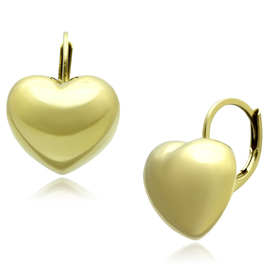 Elegant Women Stainless Steel No Stone Earrings in IP Gold finish, showcasing a minimalist design.