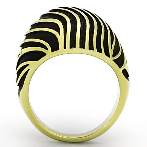 Elegant Women Stainless Steel No Stone Ring with IP Gold finish, showcasing a minimalist design.