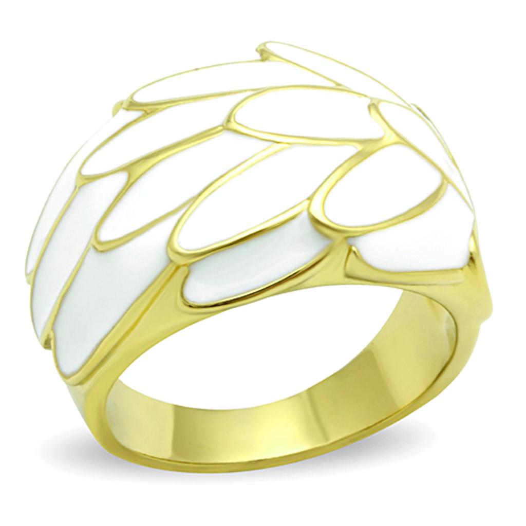 Elegant Women Stainless Steel No Stone Ring with IP Gold finish, showcasing a minimalist design.