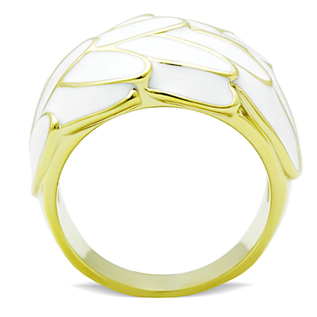 Elegant Women Stainless Steel No Stone Ring with IP Gold finish, showcasing a minimalist design.