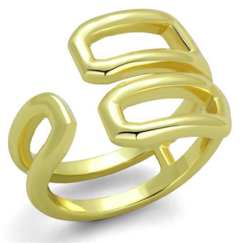 Women Stainless Steel No Stone Ring with IP Gold finish, showcasing a sleek and minimalist design.