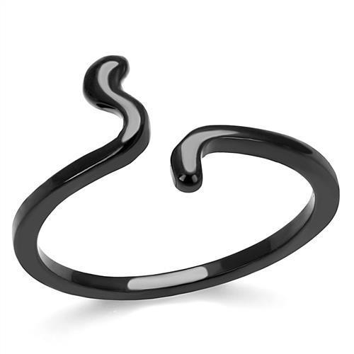 Women Stainless Steel No Stone Ring TK3164 with IP Black finish, showcasing a sleek and minimalist design.