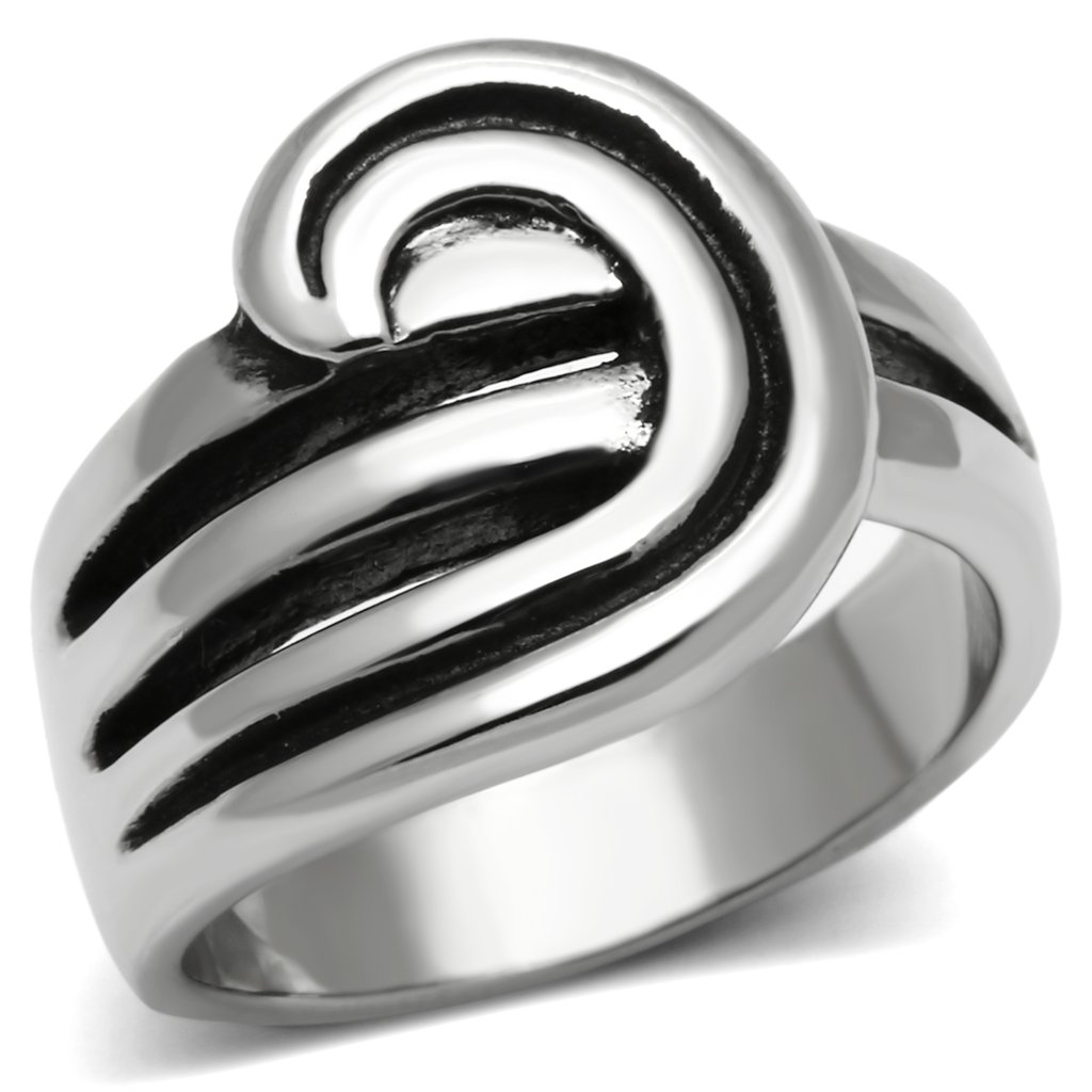 A high-polished stainless steel ring for women, featuring a minimalist design without any stones.