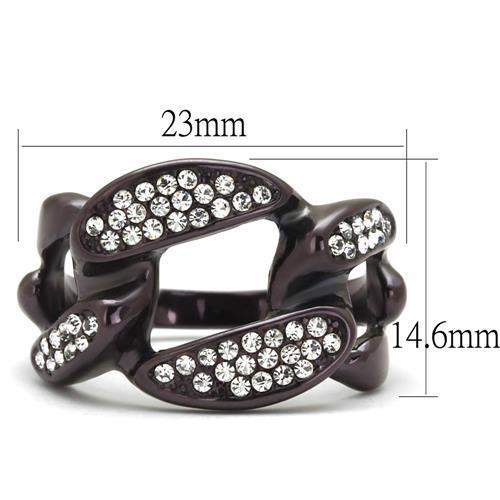 Elegant women stainless steel ring featuring a synthetic crystal in a dark brown IP finish, perfect for stylish accessorizing.