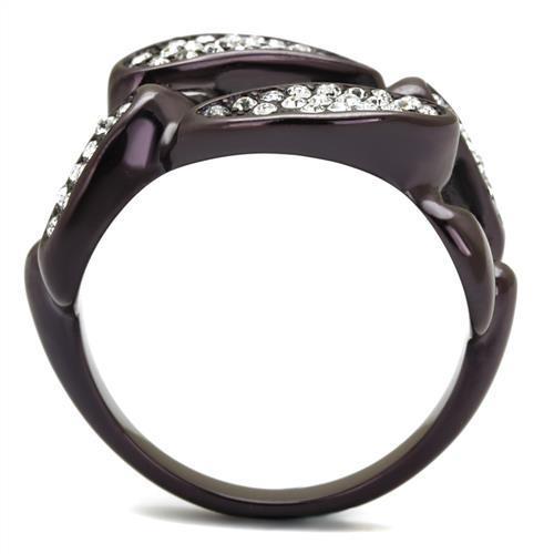 Elegant women stainless steel ring featuring a synthetic crystal in a dark brown IP finish, perfect for stylish accessorizing.