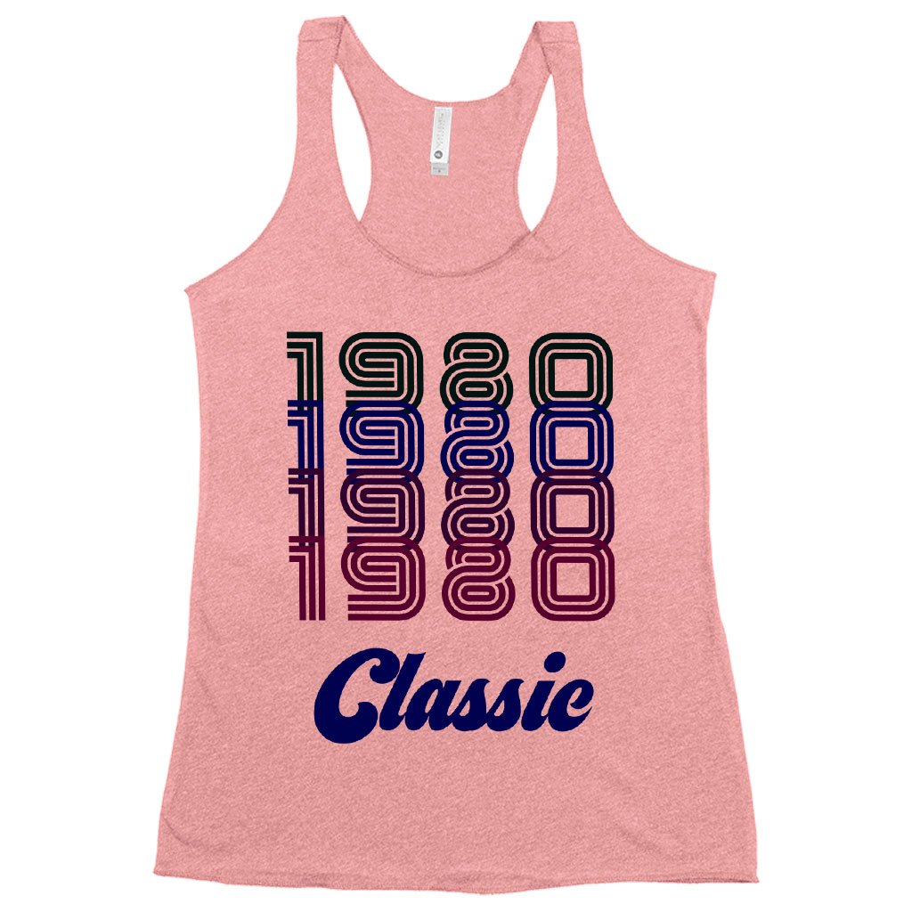 A stylish Women's Racerback 1980 Classic Tank in vibrant colors, showcasing its soft fabric and comfortable fit.