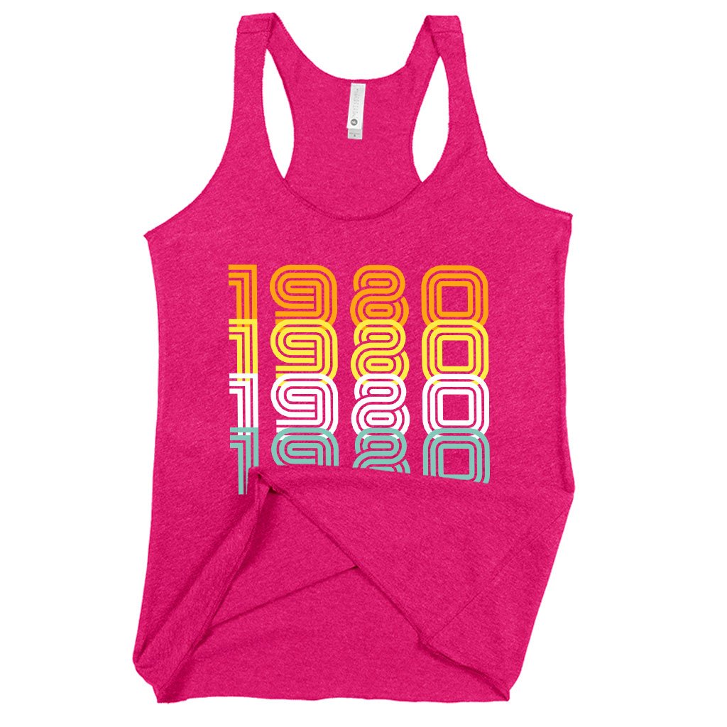 A stylish Women's Racerback 1980 Classic Tank in vibrant colors, showcasing its soft fabric and comfortable fit.