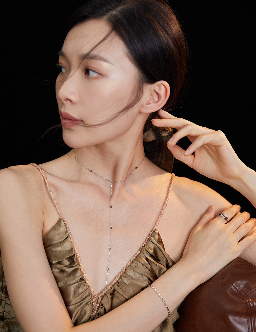 Y Lariat Long Necklace featuring gold vermeil finish, adjustable length, and elegant lariat design.