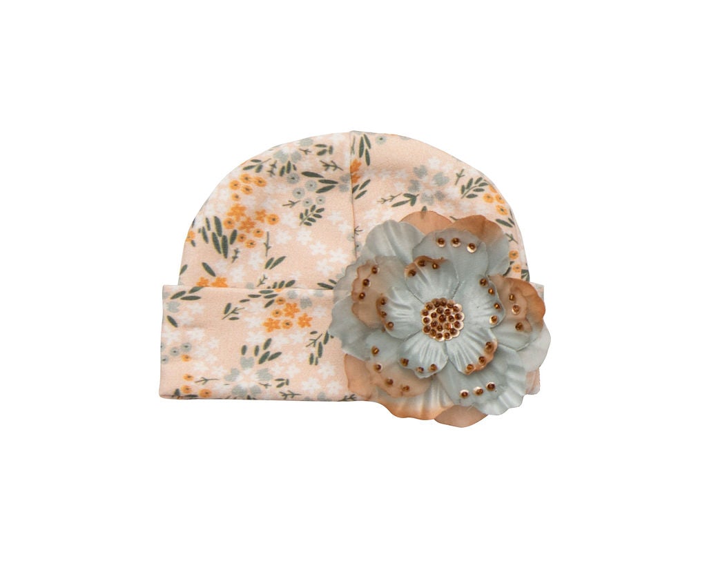Avas Garden Cap featuring cute pastel oranges and delicate lace detailing, perfect for sunny outdoor events.