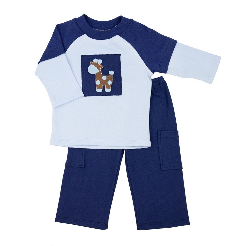 Babys In Blue Infant Toddler Boys Pant Set featuring a stylish blue top and matching pants, perfect for young boys.