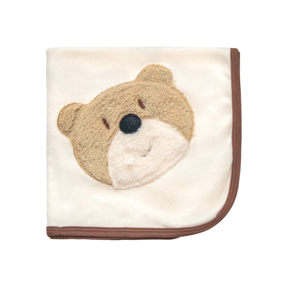 A soft and cozy Bear Wear Receiving Blanket featuring an adorable bear design, perfect for newborns.