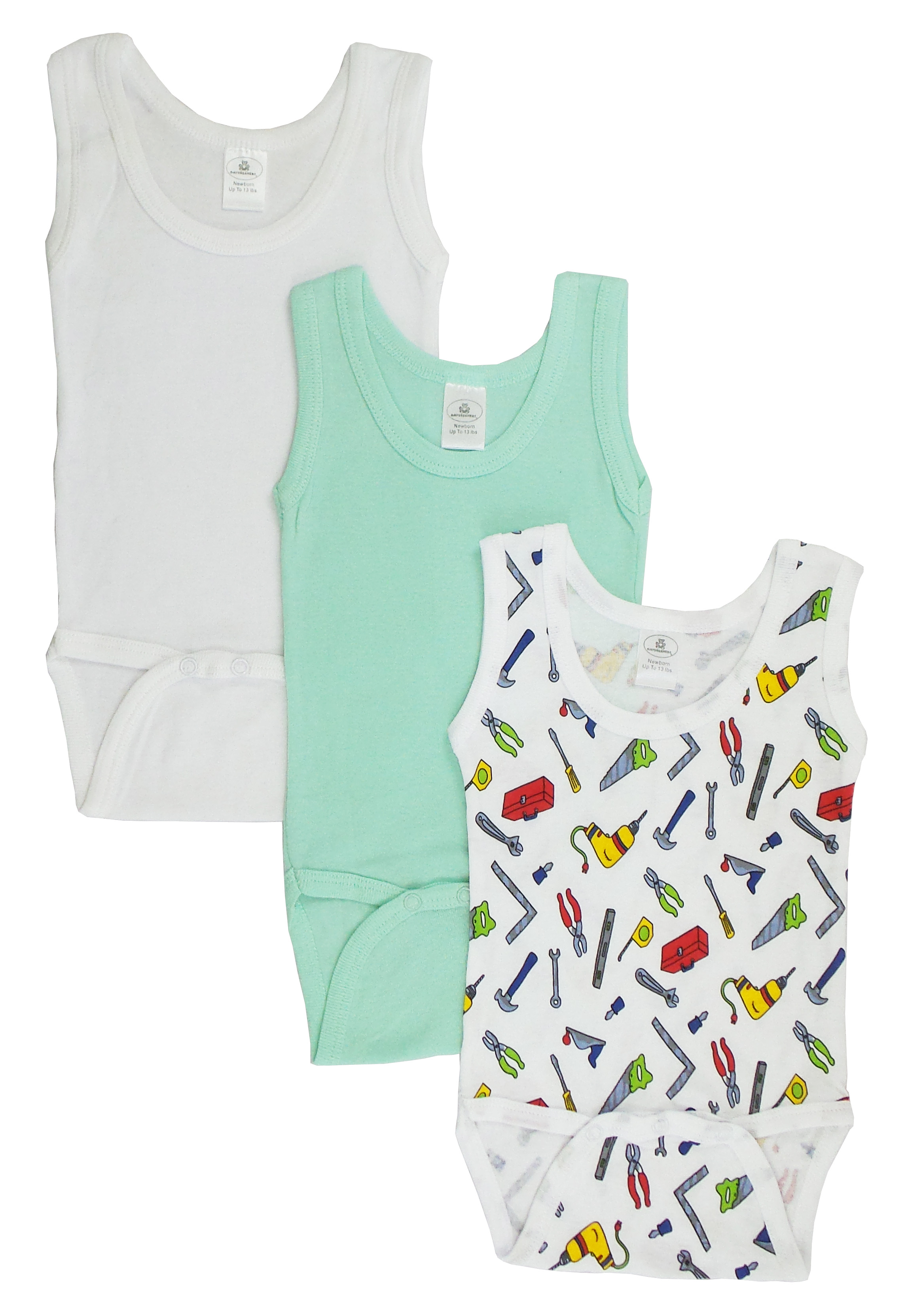 Boys' Printed Tank Top in various fun designs, showcasing soft cotton fabric and expandable shoulder neckline for easy wear.