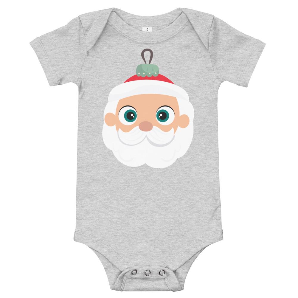Kritter Christmas Santa Ornament Baby Bodysuit in soft cotton, featuring a festive Santa design and snap closures.