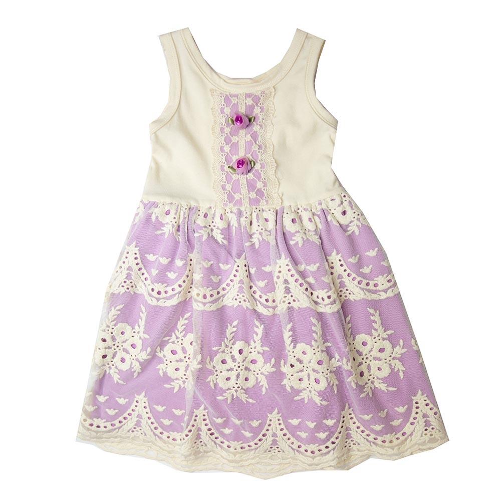 A beautiful Lacy Lilac Little Big Girls Dress featuring a delicate lace overlay and soft lilac fabric, perfect for special occasions.