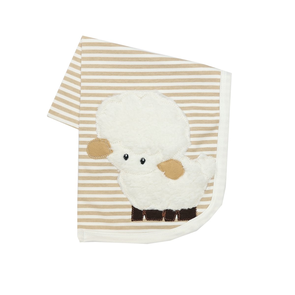 A soft Little Lamb Matching Receiving Blanket featuring a cute lamb design, perfect for newborns.