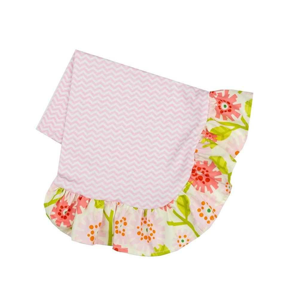 Mae Garden Matching Receiving Blanket featuring a vibrant garden design, soft fabric, perfect for newborns.