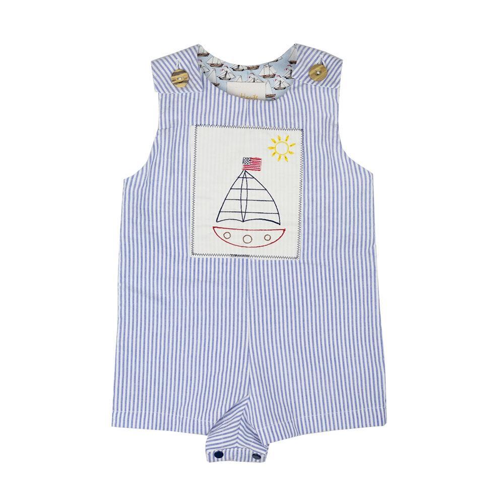 A stylish Sail Away Shortall in a vibrant color, perfect for summer outings, featuring adjustable straps and a relaxed fit.