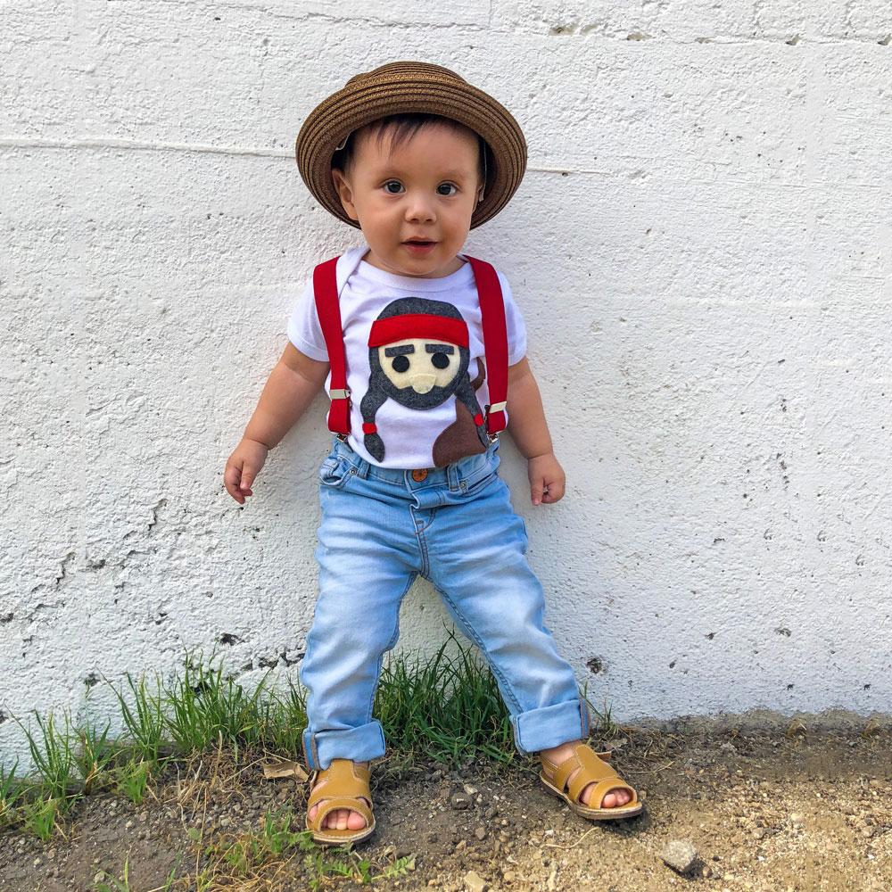 Willie the Music Man infant bodysuit featuring colorful felt appliqués, perfect for babies.