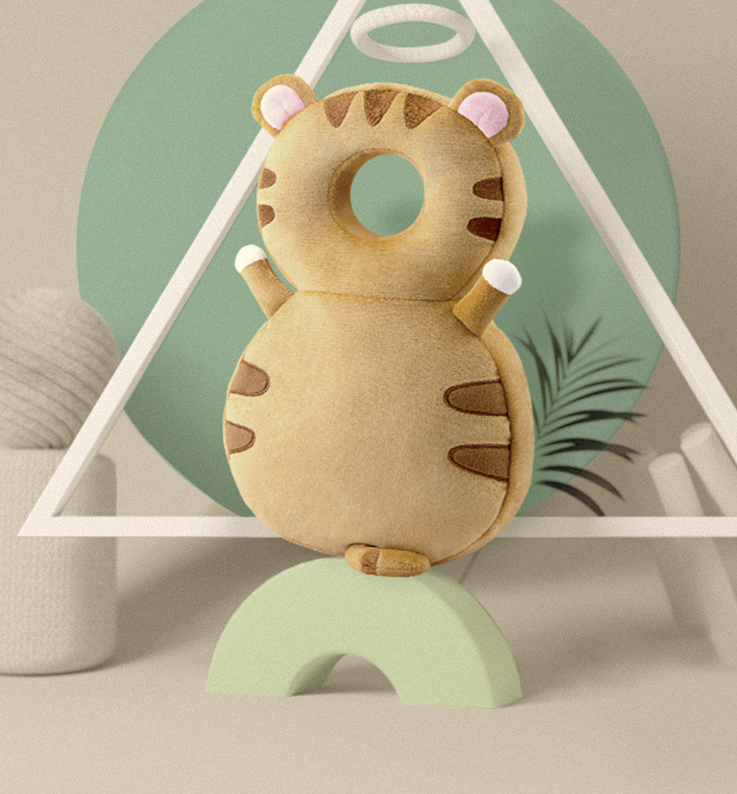 Baby Breathable Tencel Anti-fall Protection Pillow in cute designs, providing safety and comfort for toddlers during playtime.