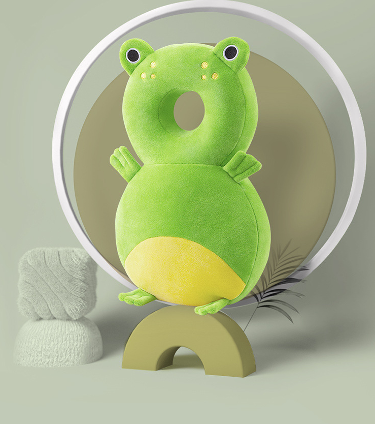 Baby Breathable Tencel Anti-fall Protection Pillow in cute designs, providing safety and comfort for toddlers during playtime.