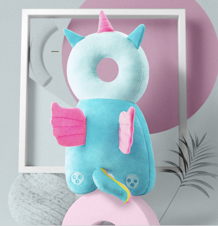 Baby Breathable Tencel Anti-fall Protection Pillow in cute designs, providing safety and comfort for toddlers during playtime.