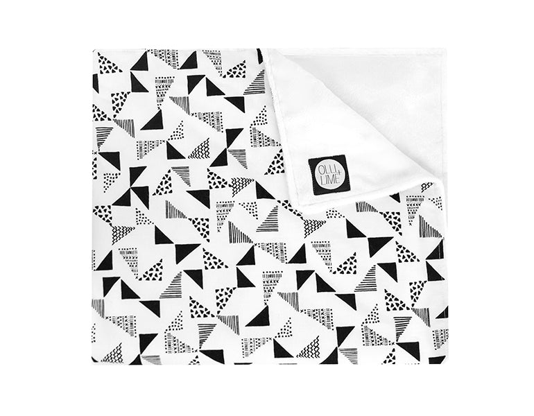 Felix & Marti Baby Blanket featuring a modern Multi-Triangle design in soft cotton and plush minky fabric, perfect for nurseries.