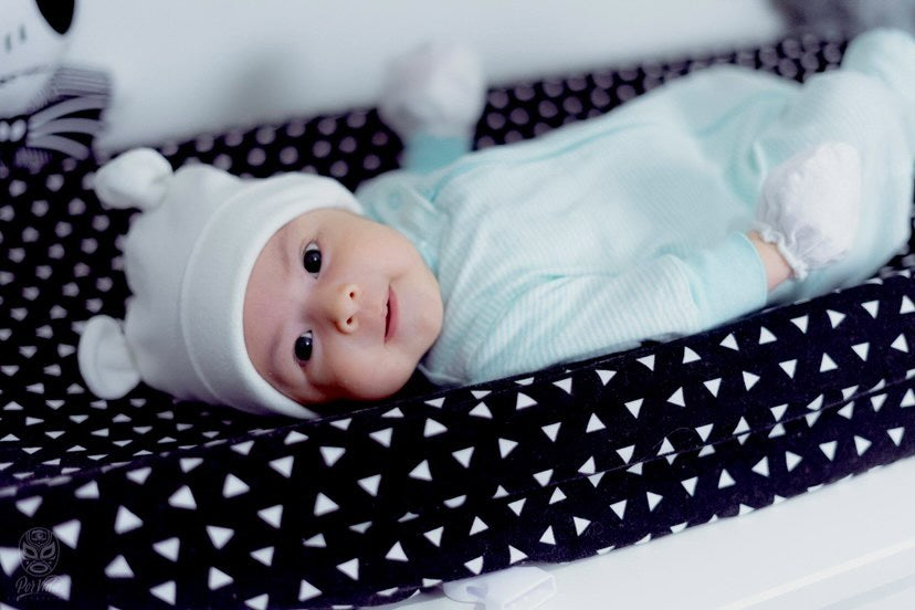 Kingsley Changing Pad Cover made of 100% cotton percale, designed to fit standard changing pads with a stylish pattern.