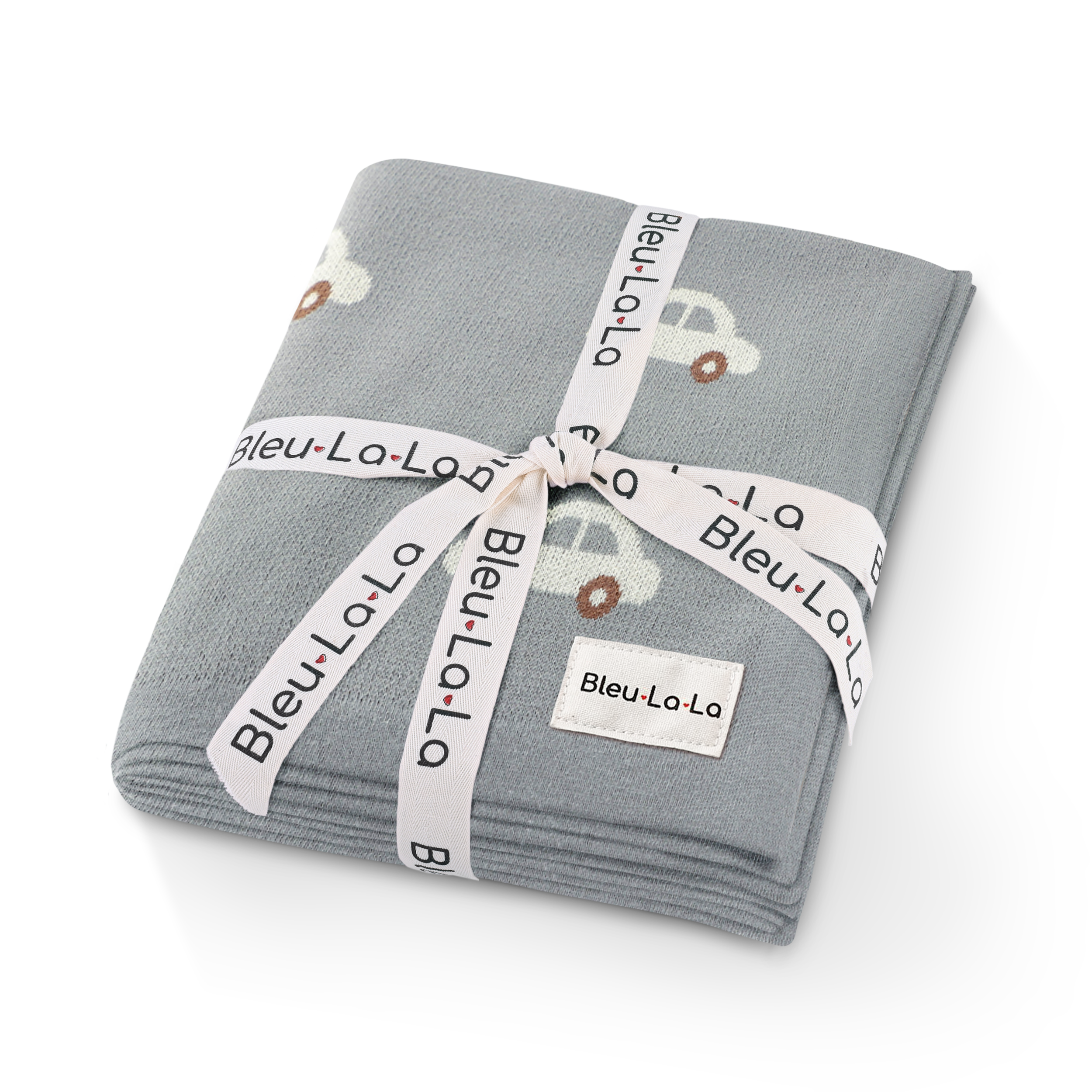 Knit Cars Blanket made of 100% cotton featuring a locomotive design, perfect for newborns and toddlers.