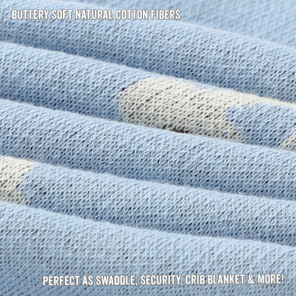 Knit Cars Blanket made of 100% cotton featuring a locomotive design, perfect for newborns and toddlers.