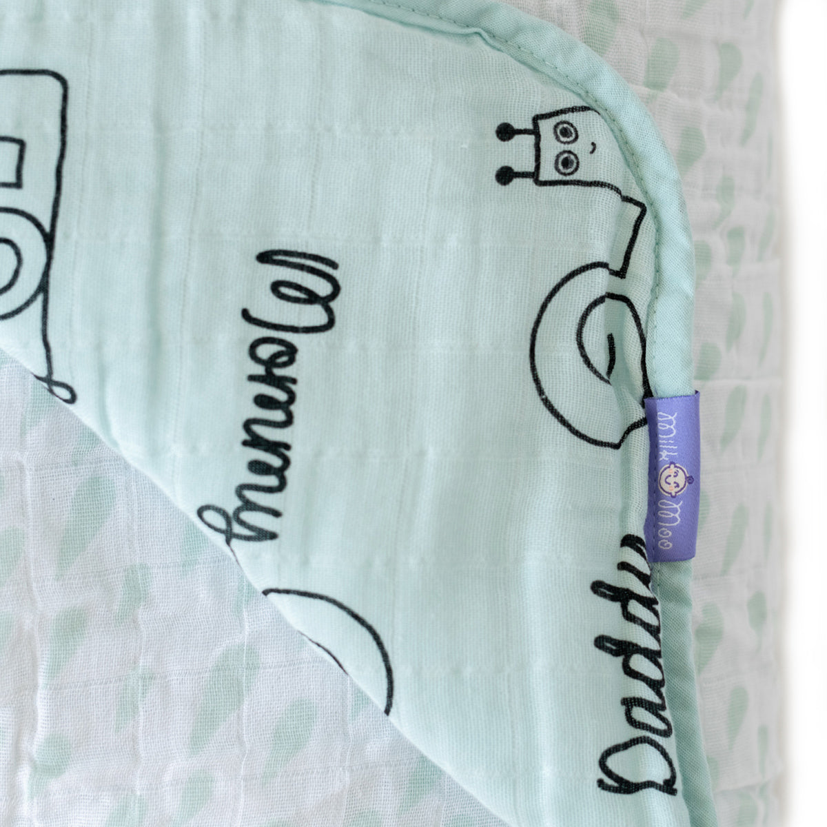 Milk&Moo Sangaloz Musselin Babydecke in sanften Farben, 90x110 cm, aus türkischer Baumwolle, ideal für Babys.