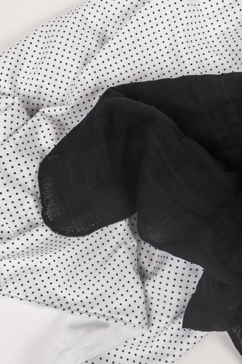 Premium Cotton Large Swaddle in Midnight Black, showcasing its soft texture and elegant design, perfect for modern nurseries.