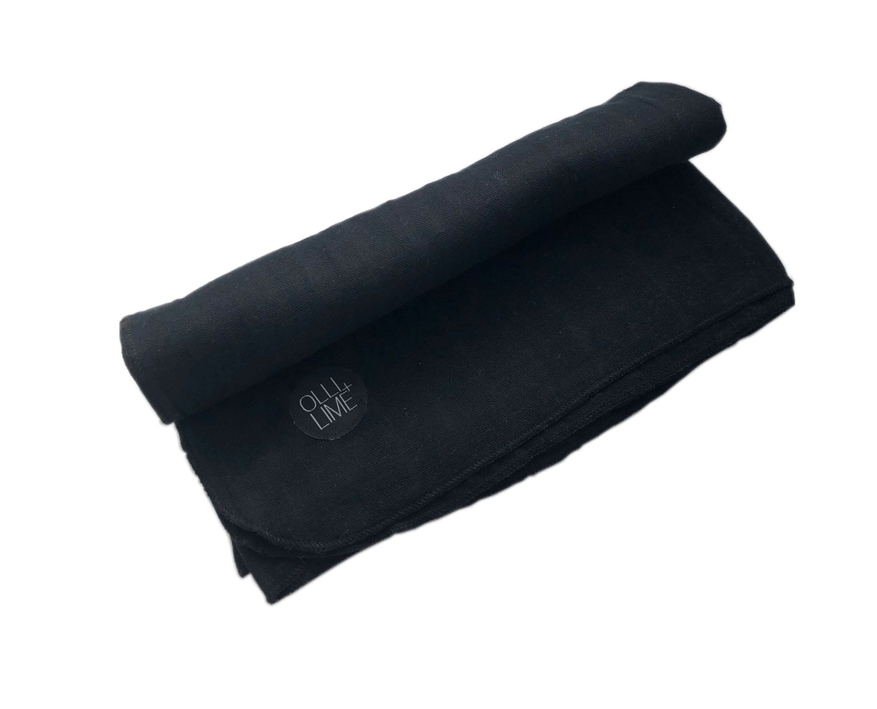 Premium Cotton Large Swaddle in Midnight Black, showcasing its soft texture and elegant design, perfect for modern nurseries.