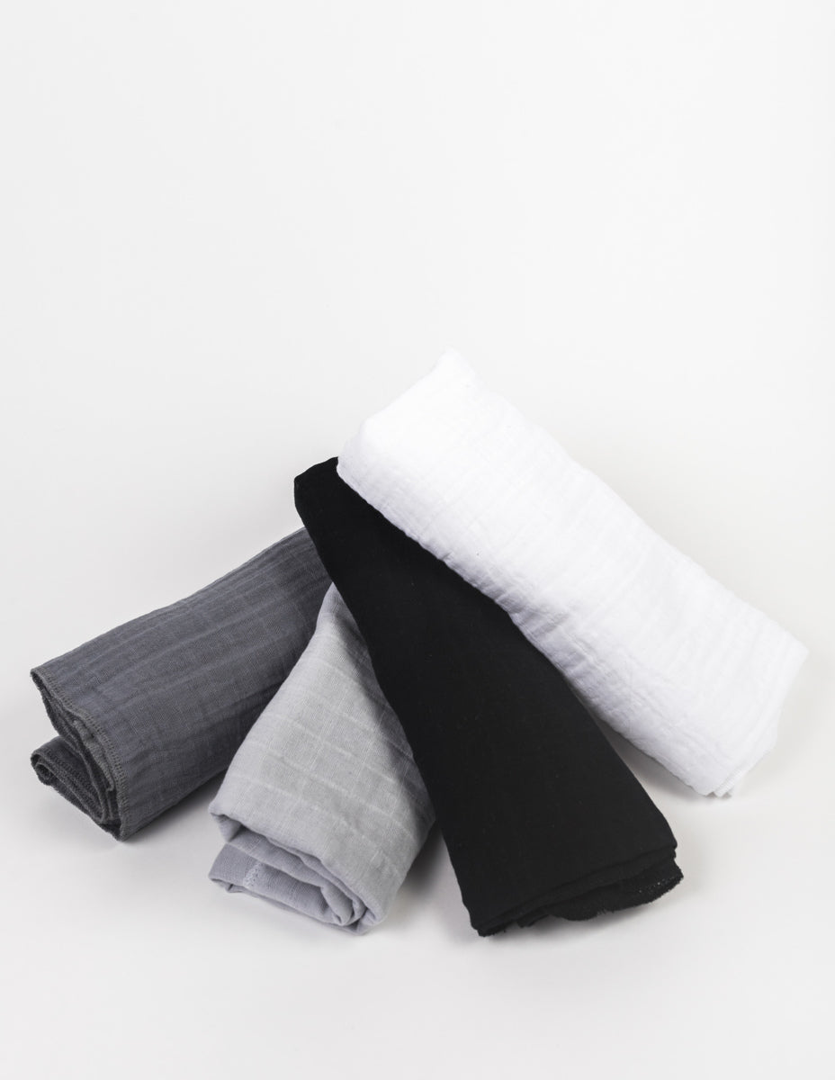 Premium Cotton Large Swaddle in Midnight Black, showcasing its soft texture and elegant design, perfect for modern nurseries.