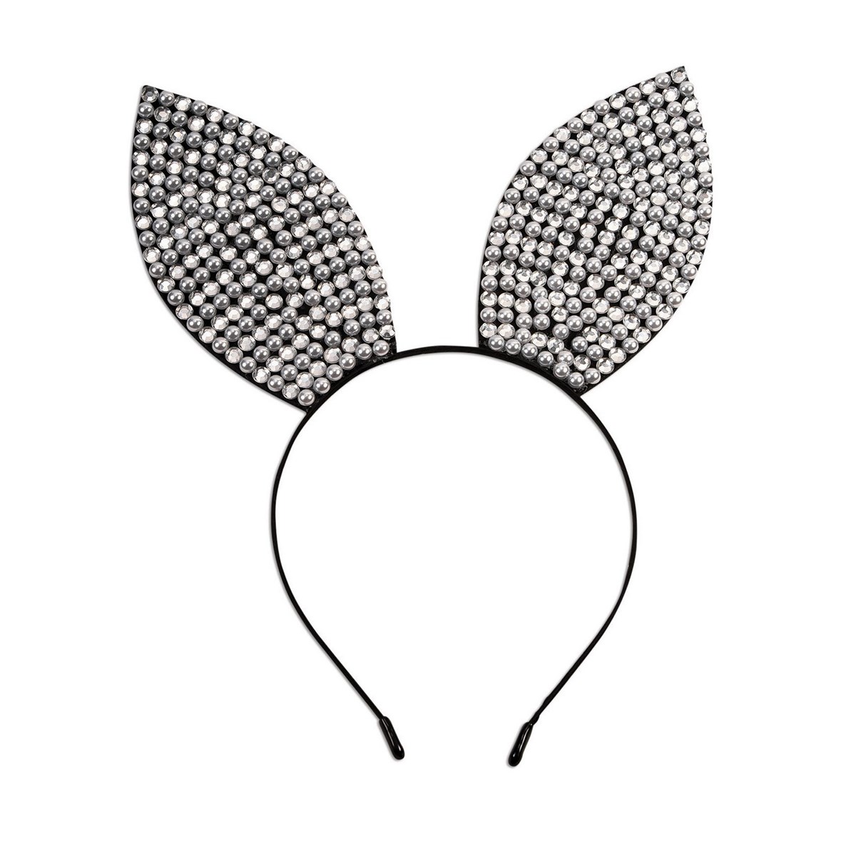 Forum Novelties Halloween Bunny Ears Headband featuring rhinestones and pearls, perfect for festive celebrations.