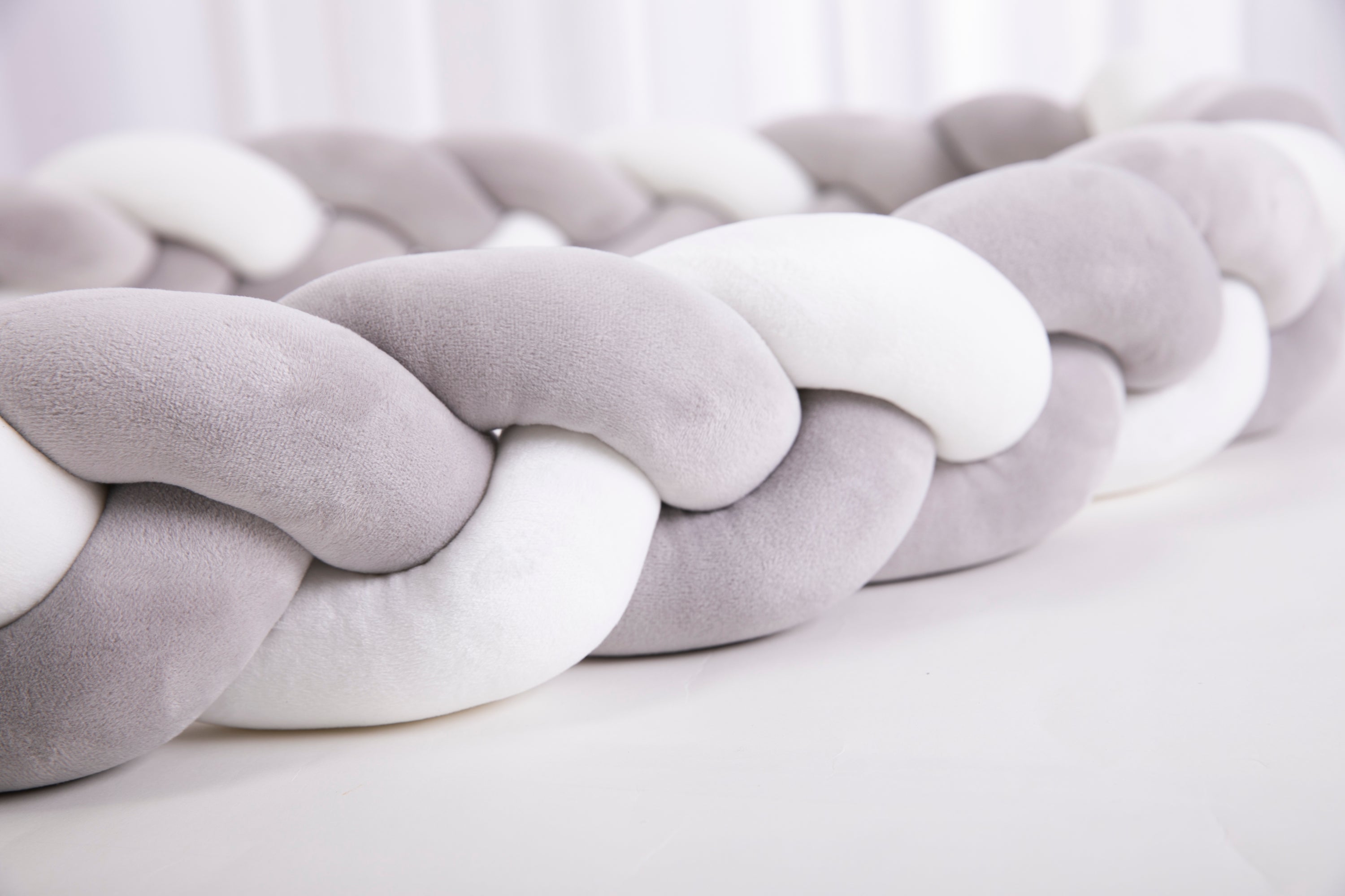 ARYA Braided Bumper in a stylish braided design, made from premium cotton, providing a safe and comfortable environment for babies.