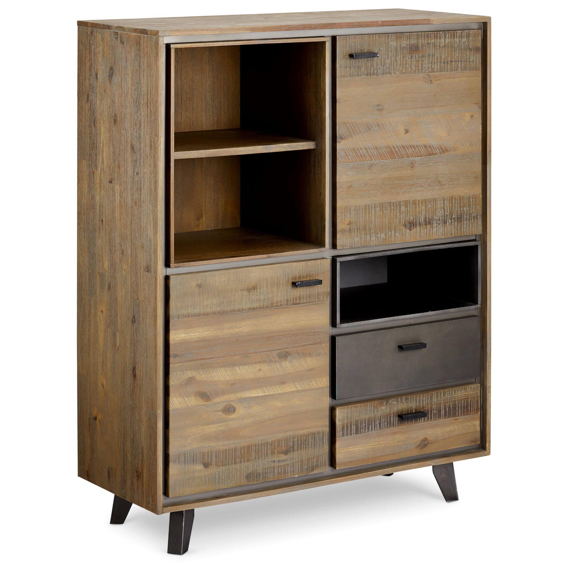 Highboard Malaga made of solid acacia wood, featuring elegant design and functional storage compartments.