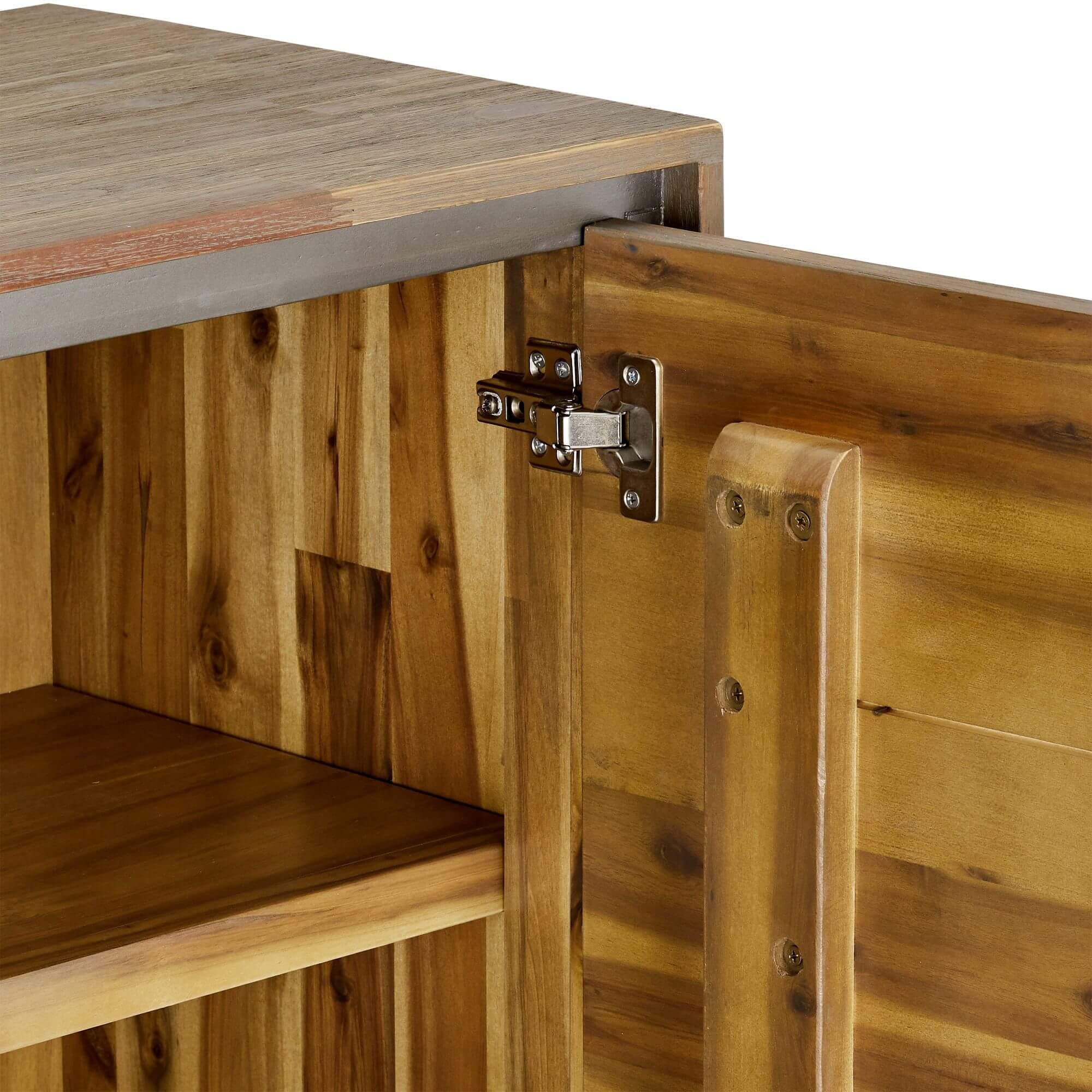 Highboard Malaga made of solid acacia wood, featuring elegant design and functional storage compartments.