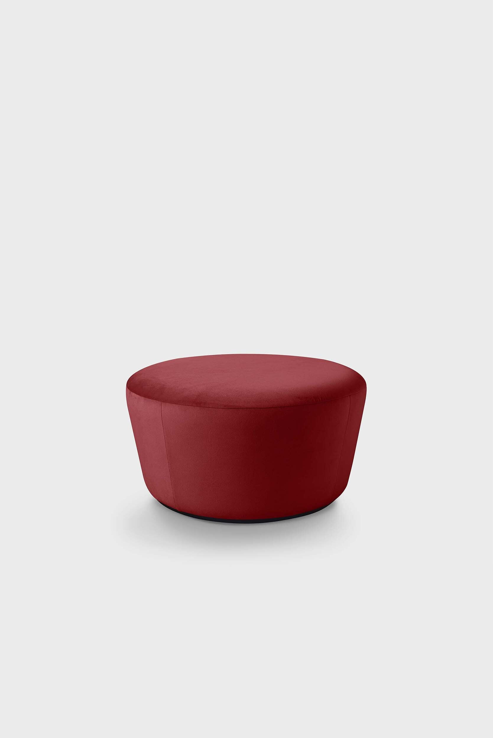 Naïve Pouf featuring a cupcake silhouette in soft velour, perfect for stylish seating in any room.